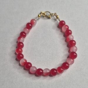 Natural Red Agate and Cherry Quartz Beaded Bracelet
